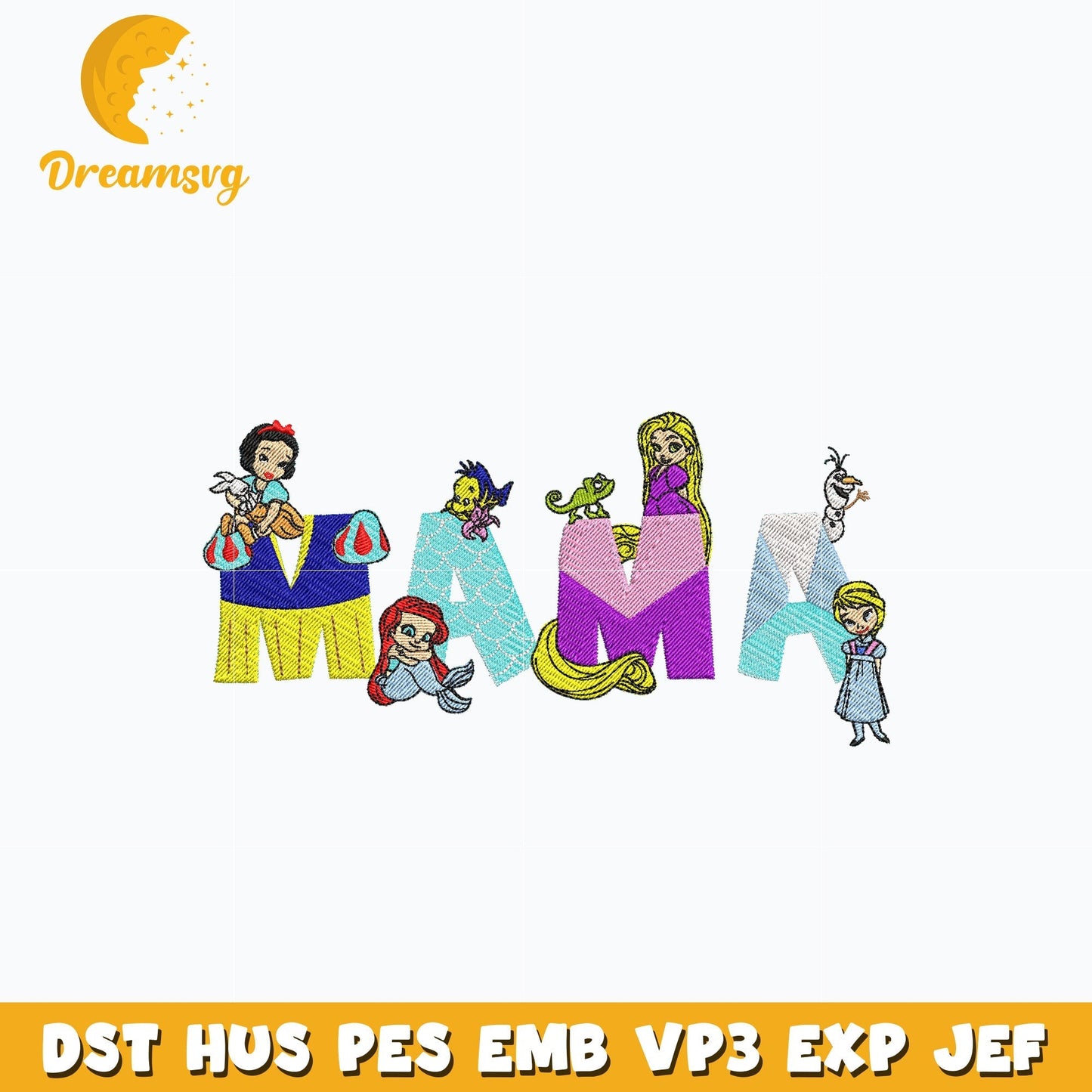 Disney princess mama embroidery design
