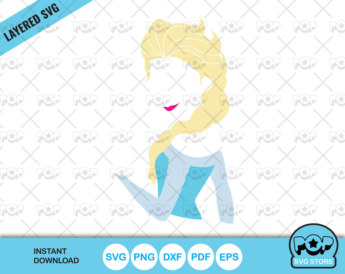 Princess Elsa clipart, Frozen SVG cutting files for cricut silhouette, SVG, PNG, DXF, instant download