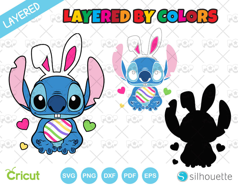 Stitch Easter clipart set, Disney Easter SVG cut files for Cricut / Silhouette, instant download