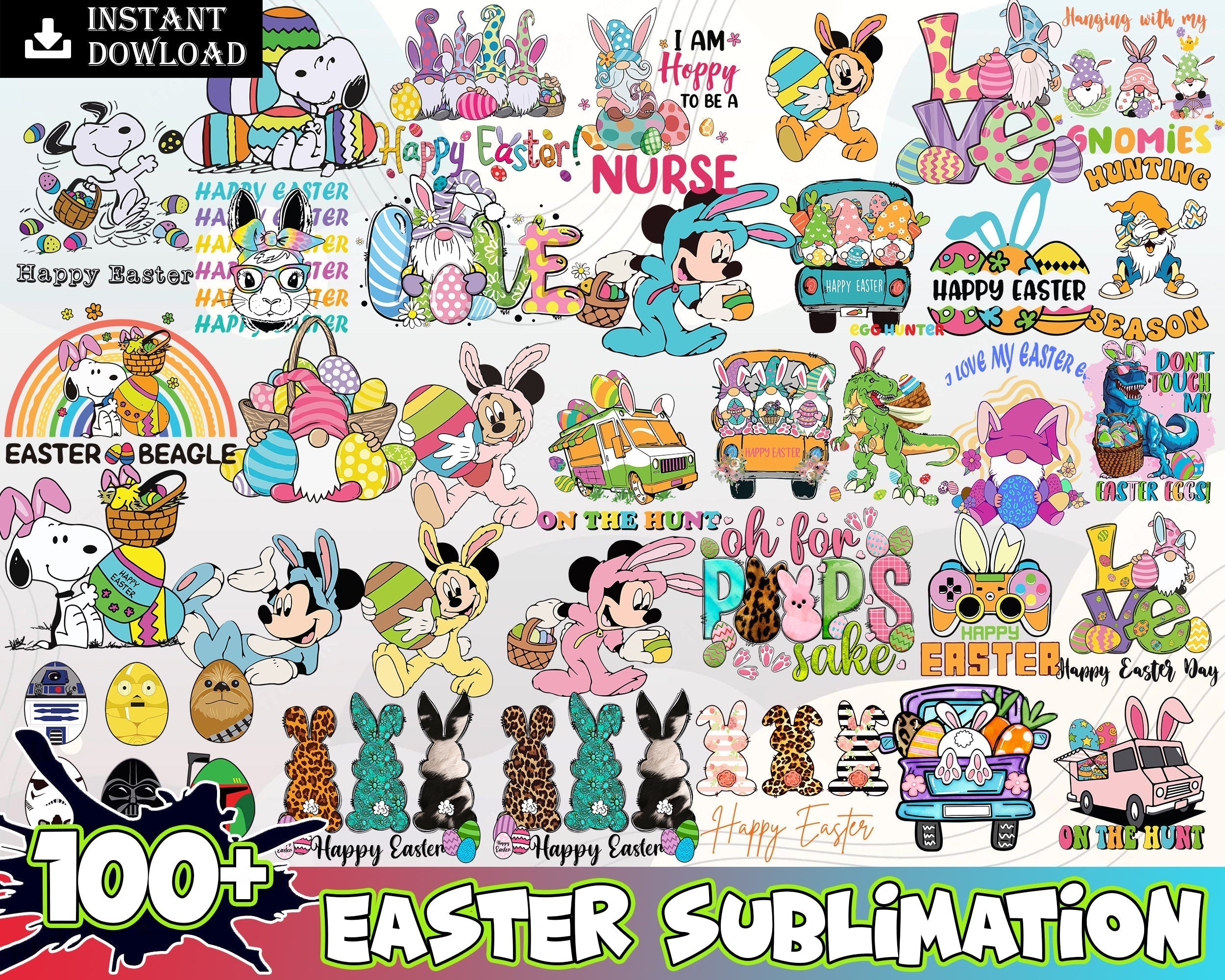 Bundle Mouse And Friends Easter Png Happy Easter Mouse Easter Png E