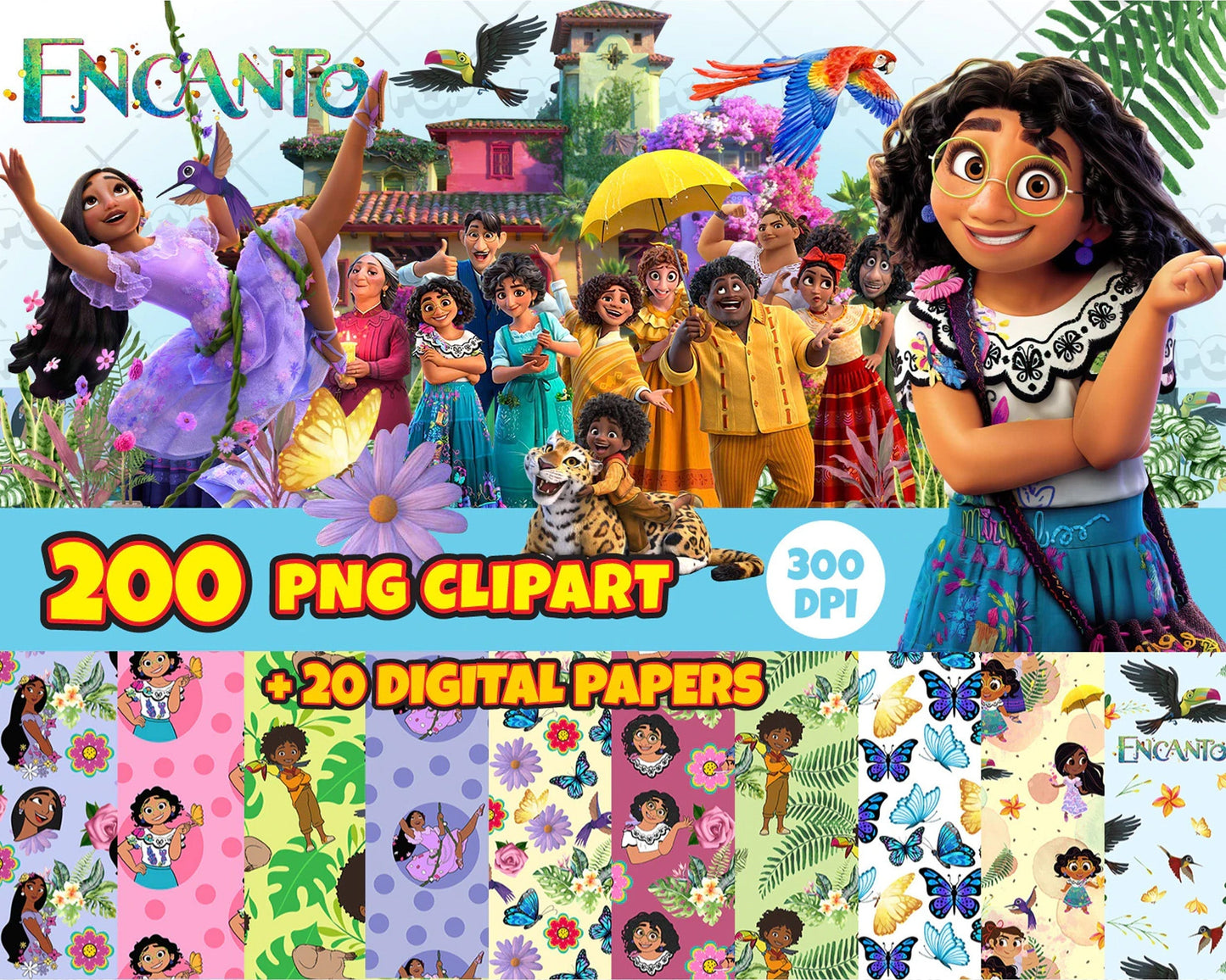 Disney Encanto clipart PNG, Printable png cut for Cricut / Silhouette, Encanto digital papers, instant download