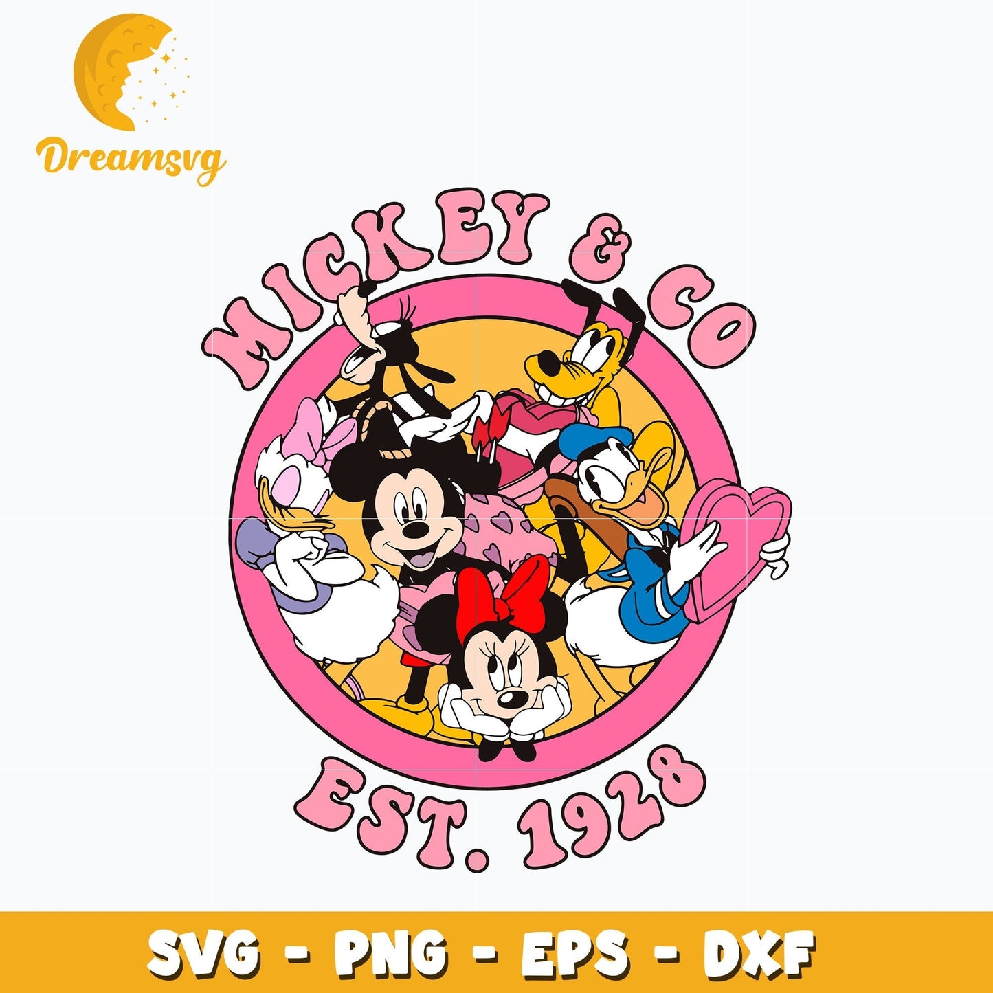Mickey And Co est 1928 design svg, mickey friends svg