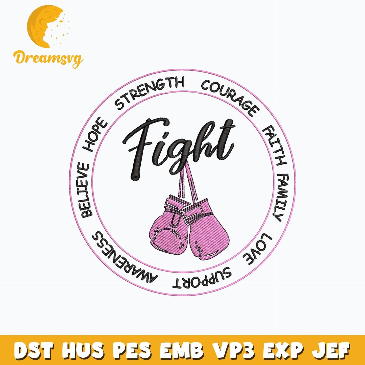 Fight boxing Believe Hope embroidery