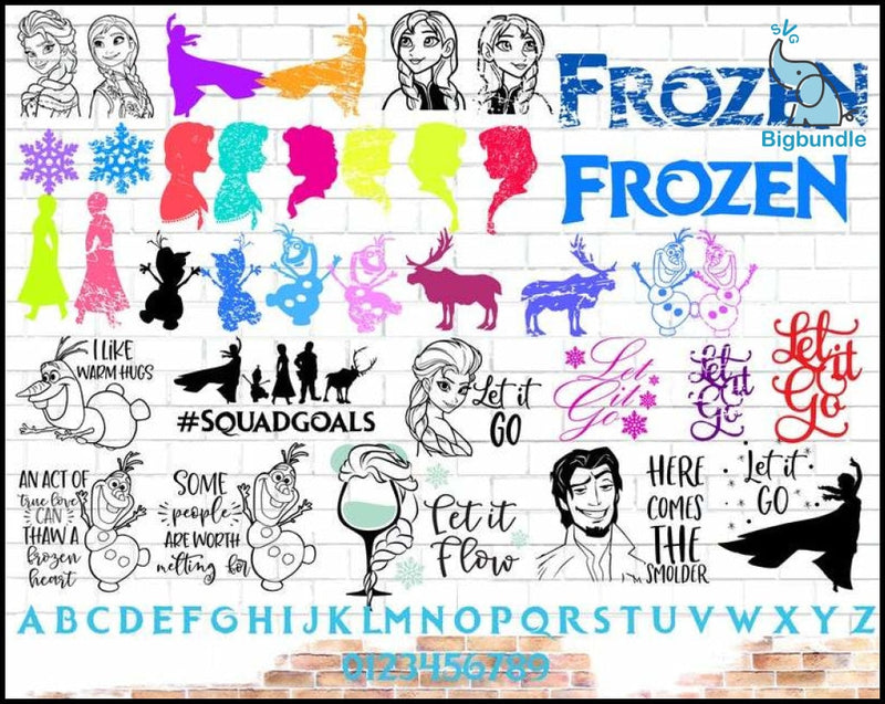 Frozen svg, 300 Files, Bundle Frozen SVG for Cricut, rozen Font,Disney Princess