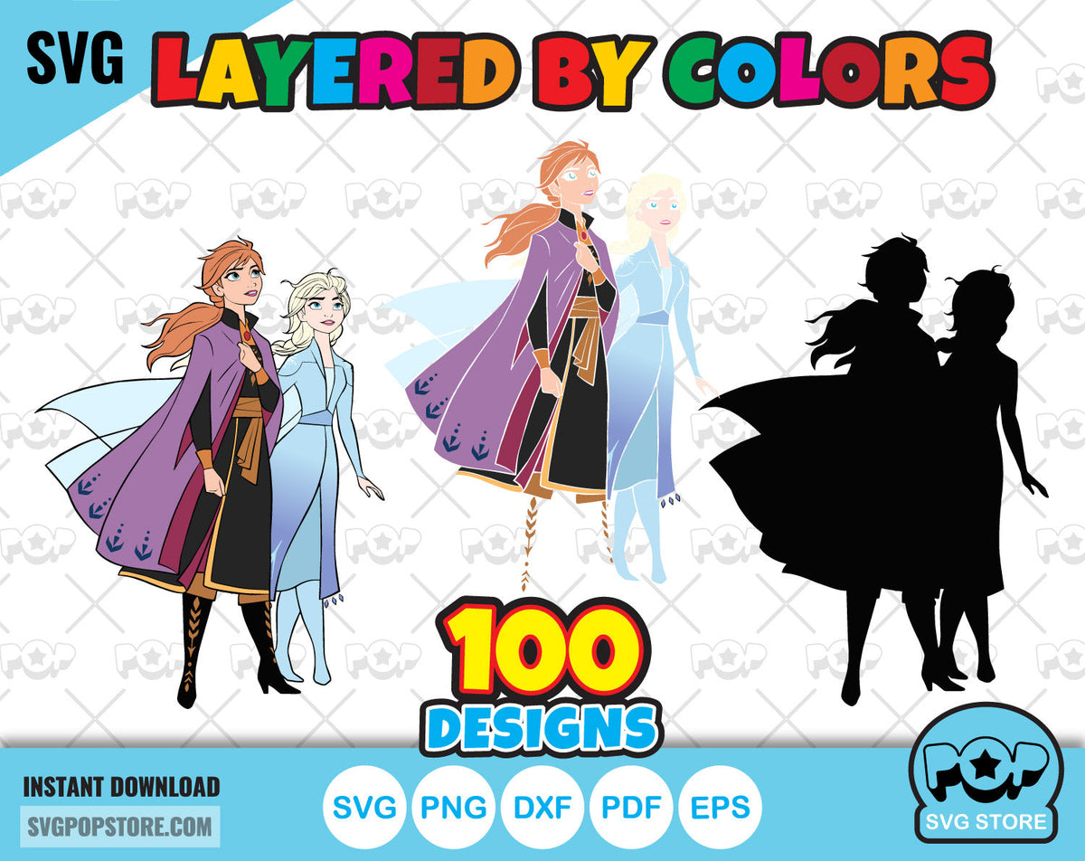 Disney Frozen 100 cliparts bundle, Frozen SVG cut files for Cricut / Silhouette, Frozen Princesses PNG