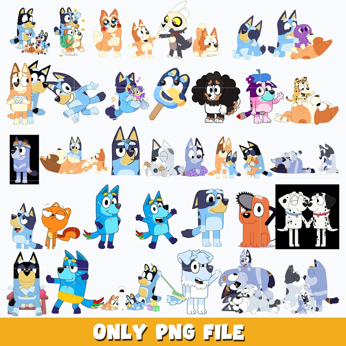 Funny bluey dog bundle png, bluey cartoon png, Digital download