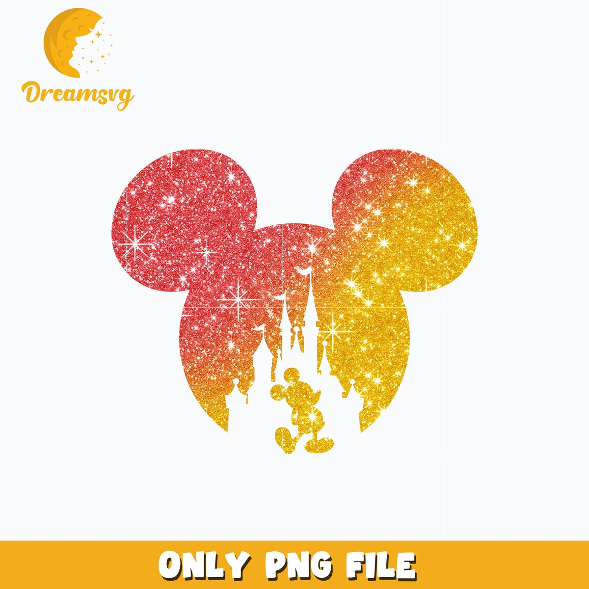 Mickey head castle firework png, instant download