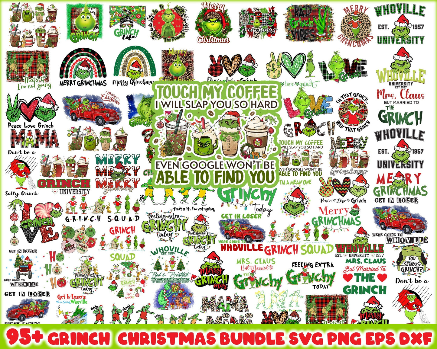 95+ Grinch Bundle SVG, Grinch SVG, Grinchmas Cutting Image, Christmas Grinch svg, png, eps, dxf CRM24112203