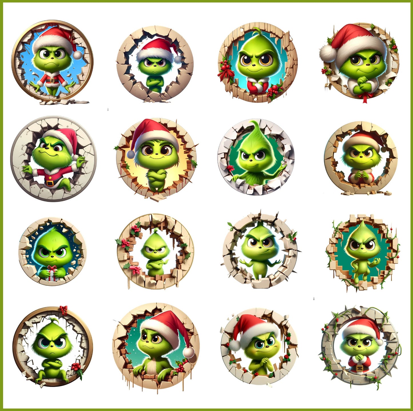 Grinch Christmas Ornament Png Bundle