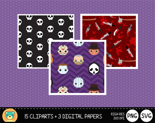 Horror Movies clipart set, Digital clip art for decoration, scrapbooking, Halloween cliparts , instant download