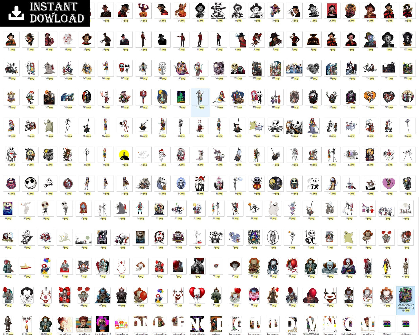 850+ Horror Movies Characters PNG Bundle, Bundle png, Digital download.