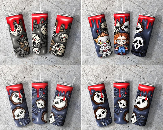 Horror puff inflated 20+3D Inflated Puff Tumbler bundle, Instant download