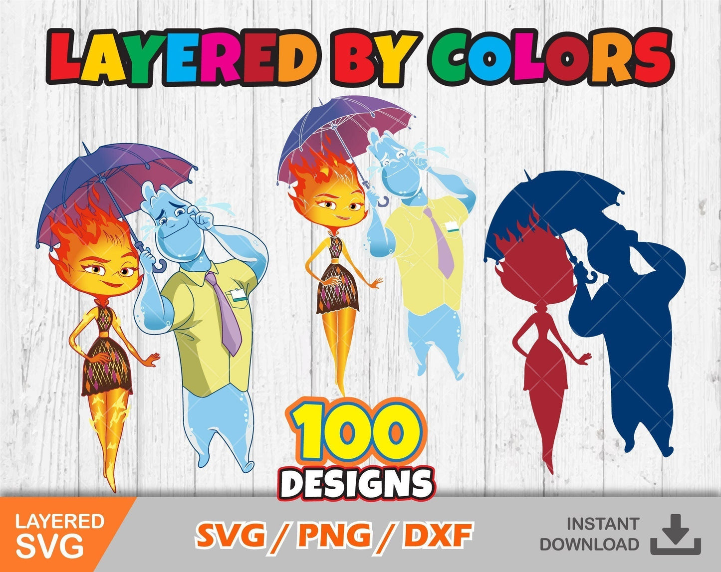 Elemental Clipart Set, Elemental Ember And Wade Svg Cut Files