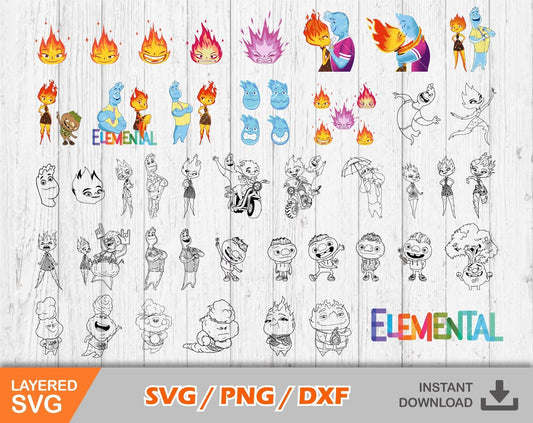 Elemental Clipart Set, Elemental Ember And Wade Svg Cut Files