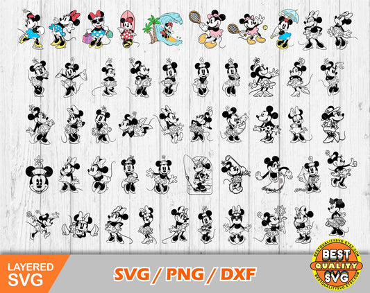 Classic Minnie 100 cliparts bundle, Mouse svg cut files for Cricut / Silhouette, Minnie png, dxf, instant download
