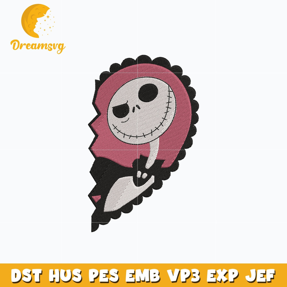 Jack half love embroidery design