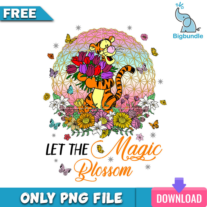 Tigger let the magic plossom png, disney png, Digital download.