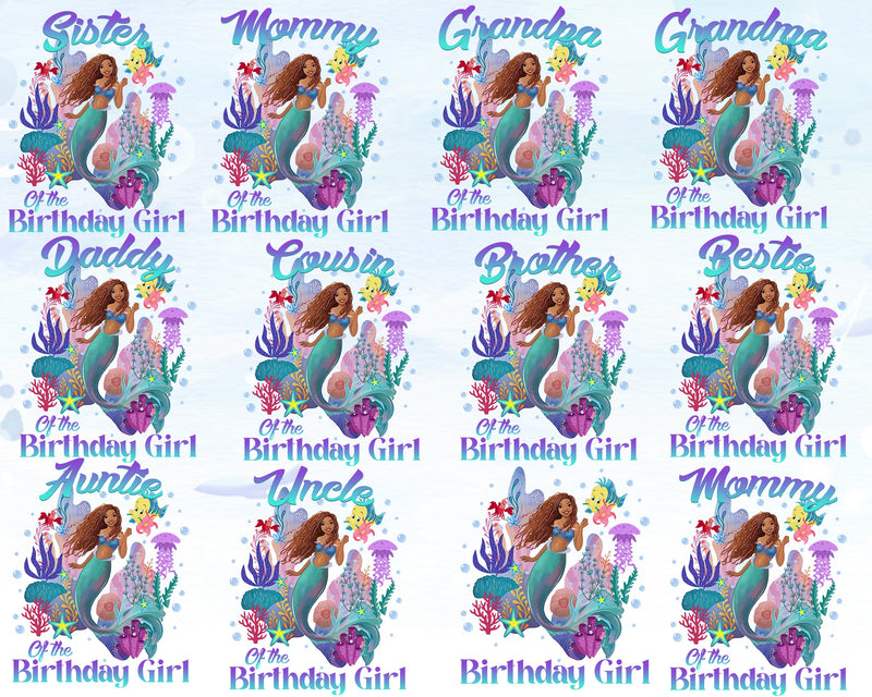 12+ Little Mermaid Birthday Girl PNG Files - Digital Download