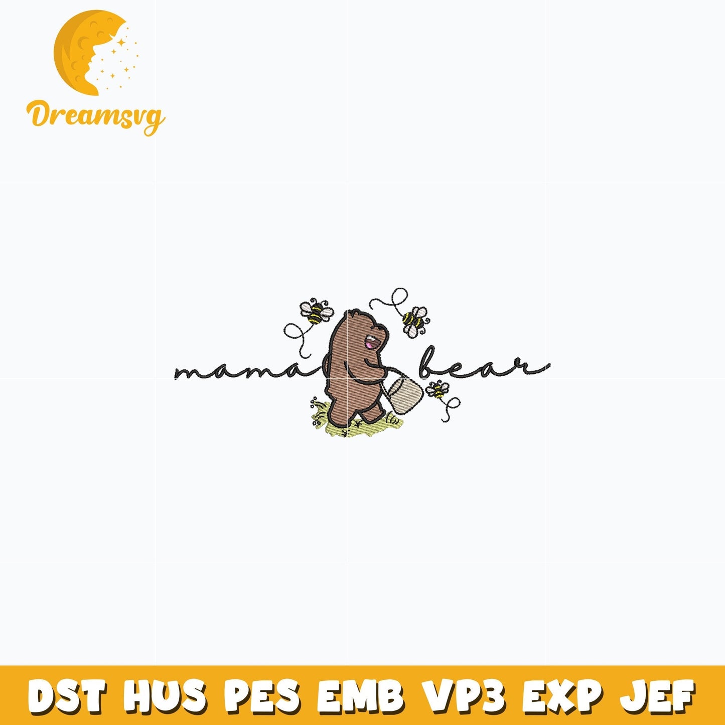 Mama bear embroidery design