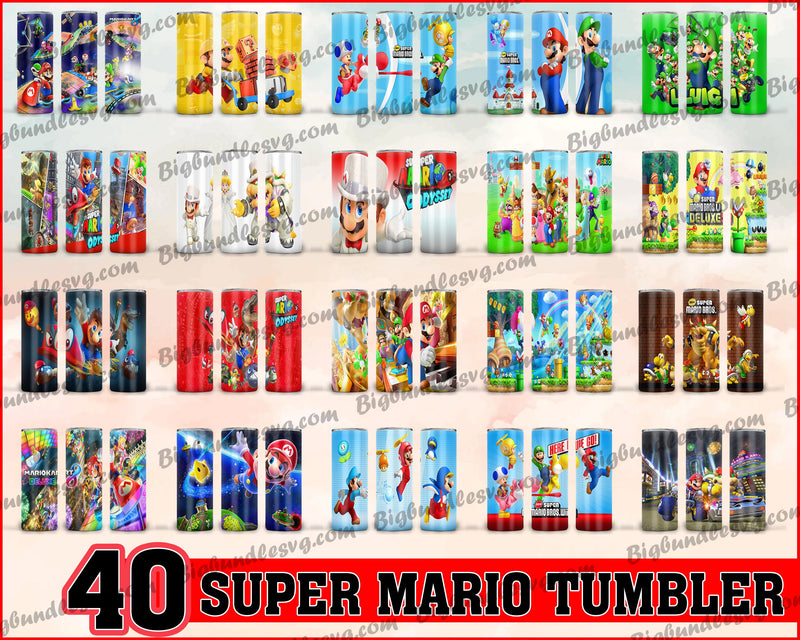 Super Mario Tumbler - Super Mario PNG - Tumbler design - Digital download