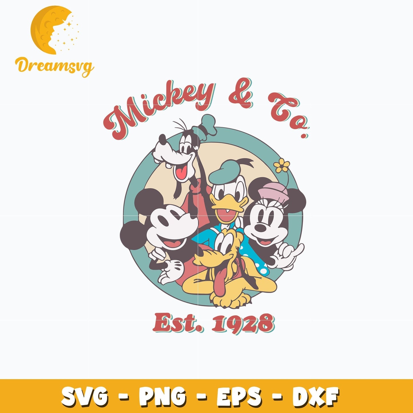 Disney Mickey and co est 1928 retro svg