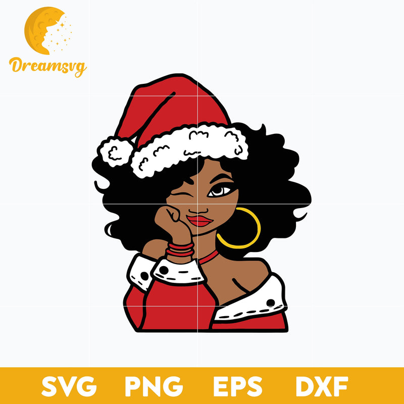 Christmas Afro Woman SVG, Christmas SVG, PNG DXF EPS Digital File.
