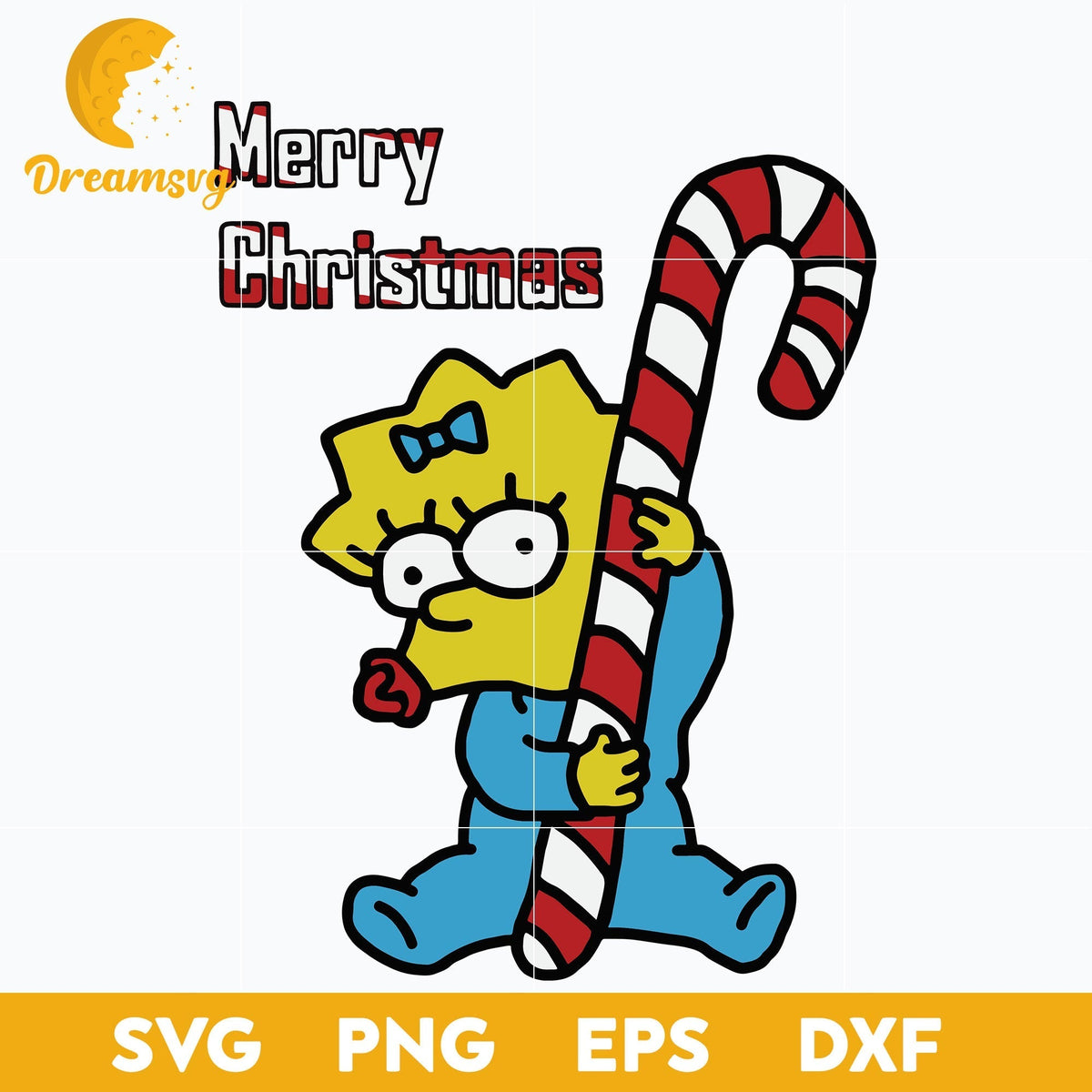 Maggie Simpson Merry Christmas Vintage Movie SVG, Christmas SVG, PNG DXF EPS Digital File.