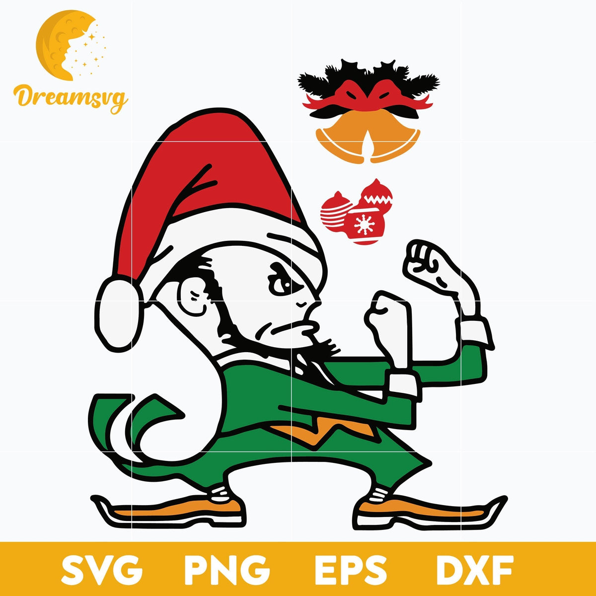 Notre Dames Fighting Irish Santa Merry Christmas 2021 SVG, Christmas SVG, PNG DXF EPS Digital File.