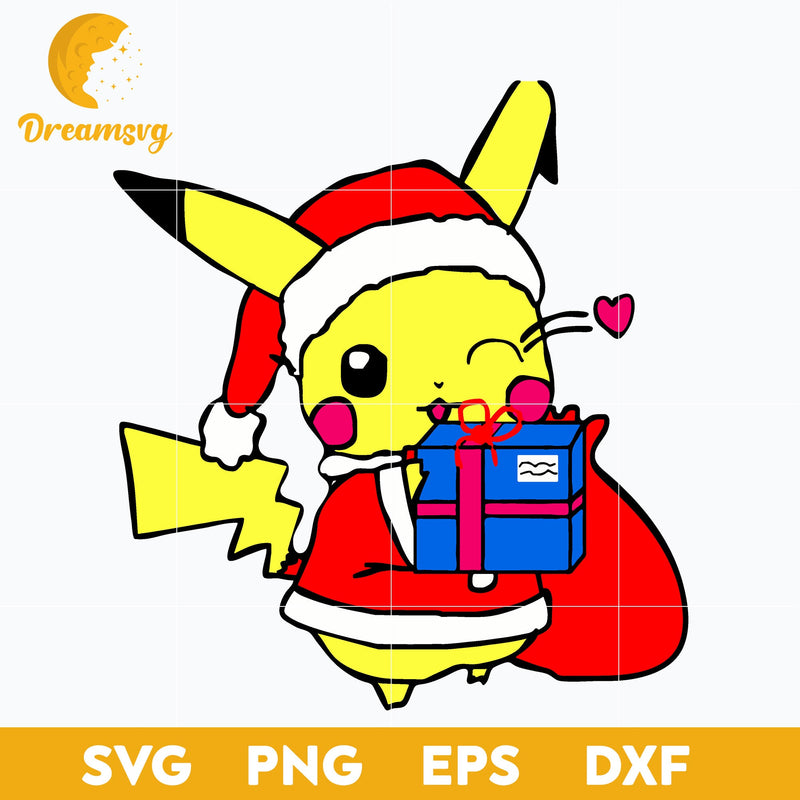 Pikachu Christmas Gifts Box SVG, Christmas SVG, PNG DXF EPS Digital File.
