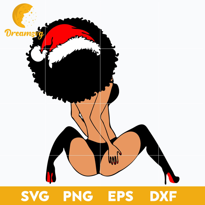 Sexy Afro woman Christmas SVG, Christmas SVG, PNG DXF EPS Digital File.