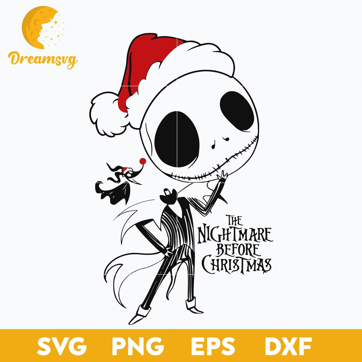 The Nightmare Before Christmas Jack And Dog SVG, Christmas SVG, PNG DXF EPS Digital File.