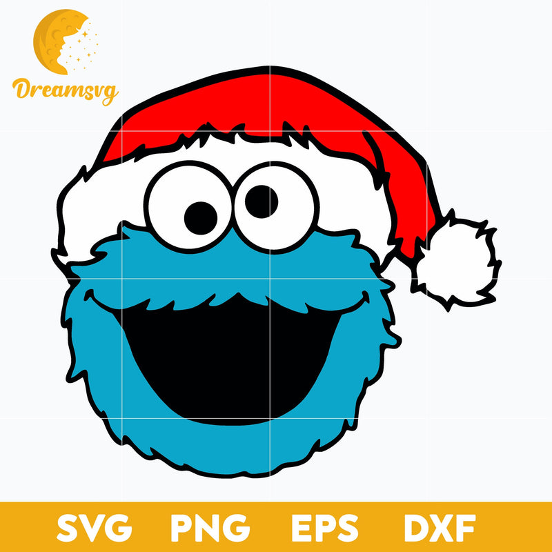 Sesame Street Cookie Monster Christmas Hat SVG, Christmas SVG, PNG DXF EPS Digital File.