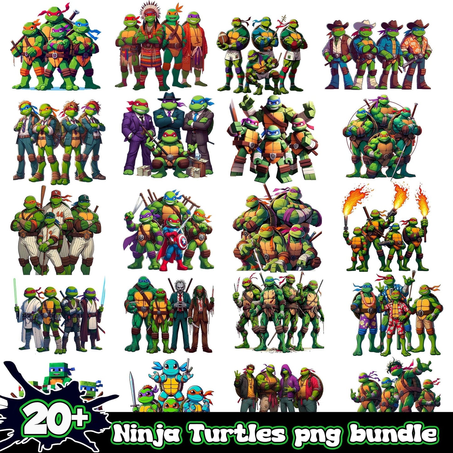 Ninja Turtles Bundle 20+ PNG