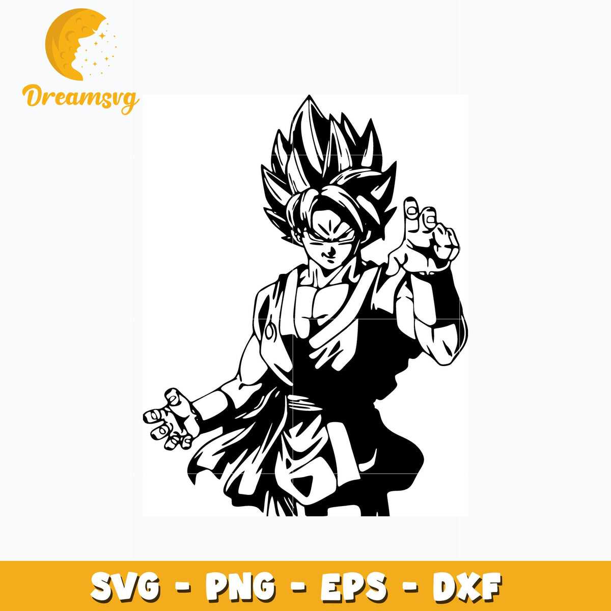 Goku man black white Dragonball svg, anime svg, Dragonball svg