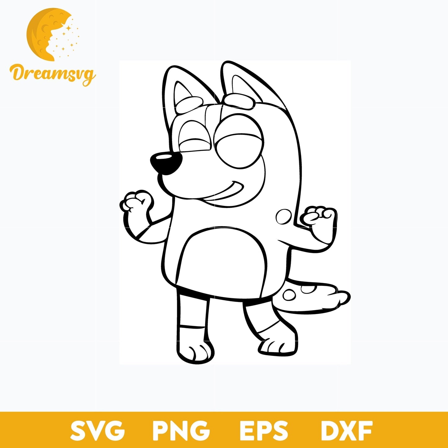 Bingo outline svg, Bluey Vector, Bluey Alphabeth, Bluey Cutfile, Bluey Clipart, Cartoon svg, png, dxf, eps file