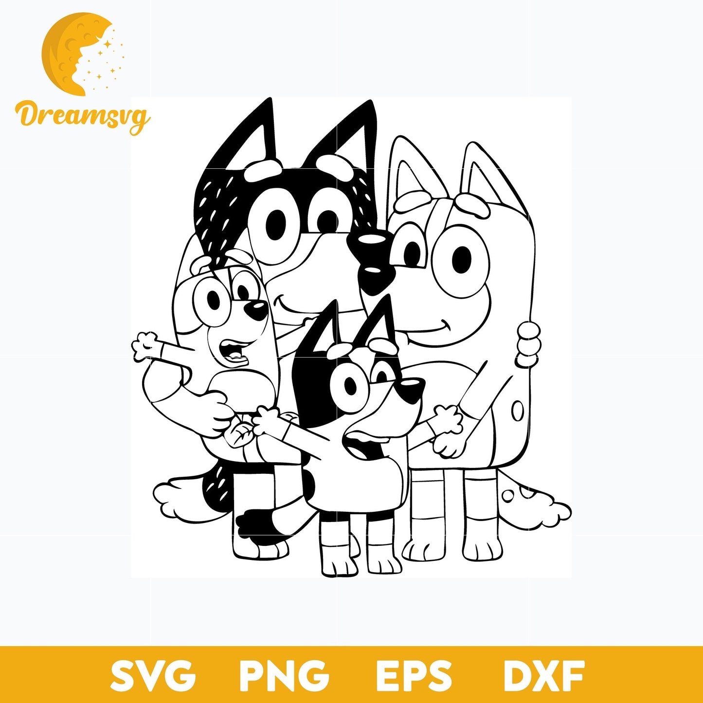 Family outline svg, Bluey Vector, Bluey Alphabeth, Bluey Cutfile, Bluey Clipart, Cartoon svg, png, dxf, eps file