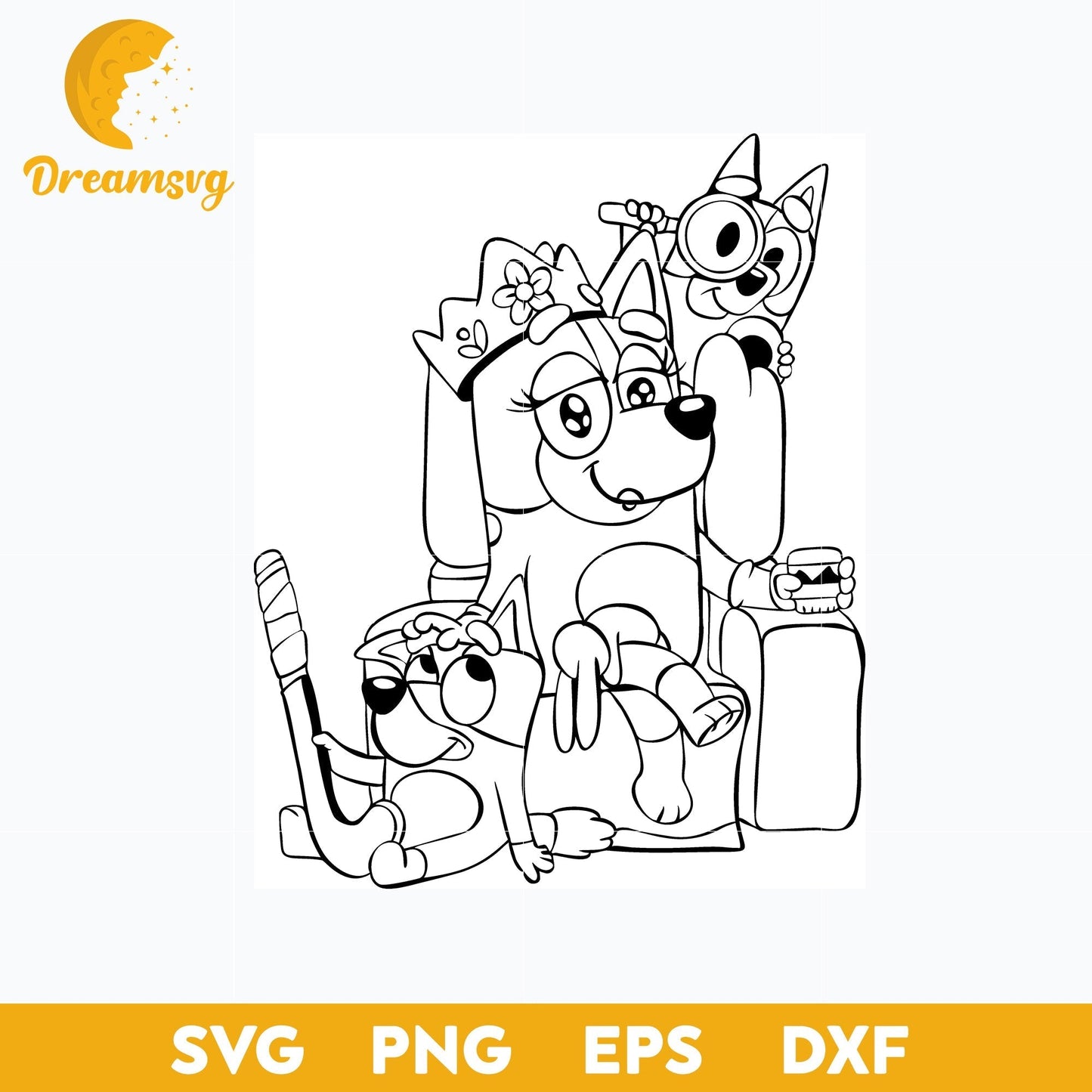 Mum Bluey Bingo outline svg, Bluey Vector, Bluey Alphabeth, Bluey Cutfile, Bluey Clipart, Cartoon svg, png, dxf, eps file