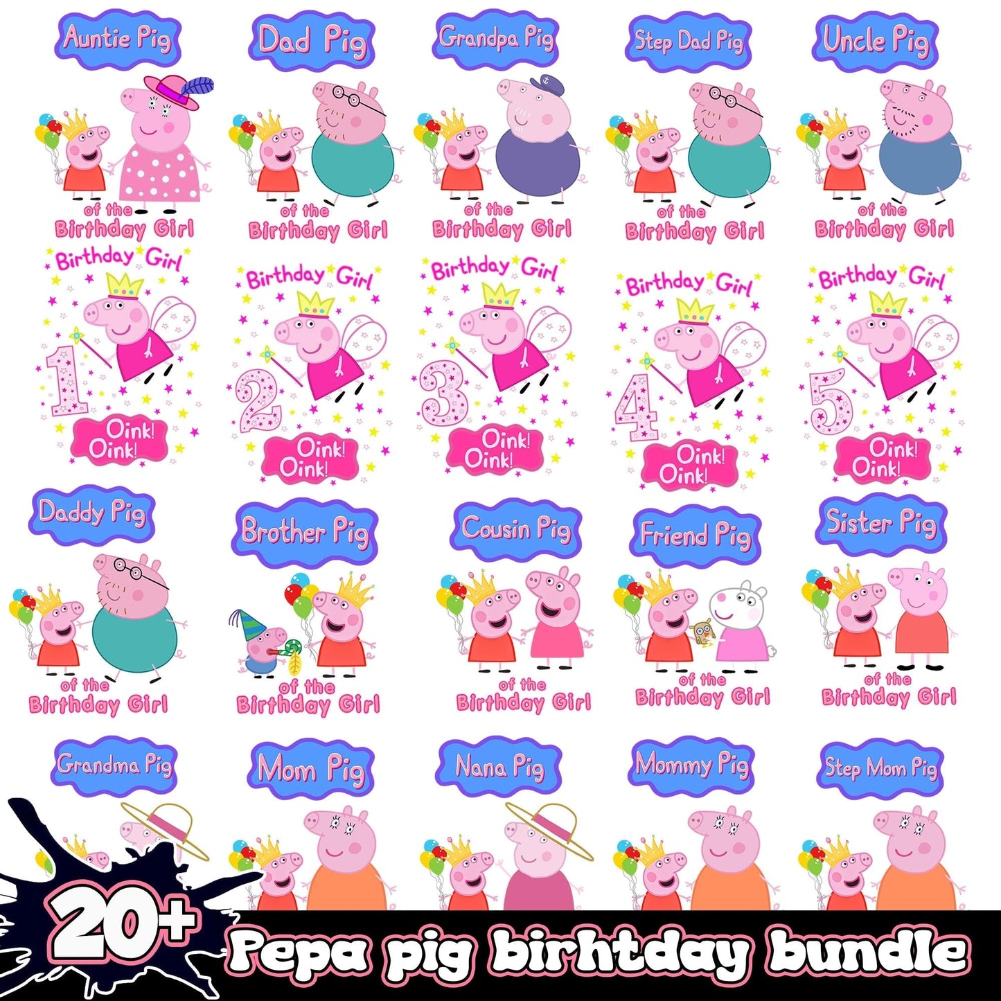 Peppa Pig Birthday Bundle 20+ PNG