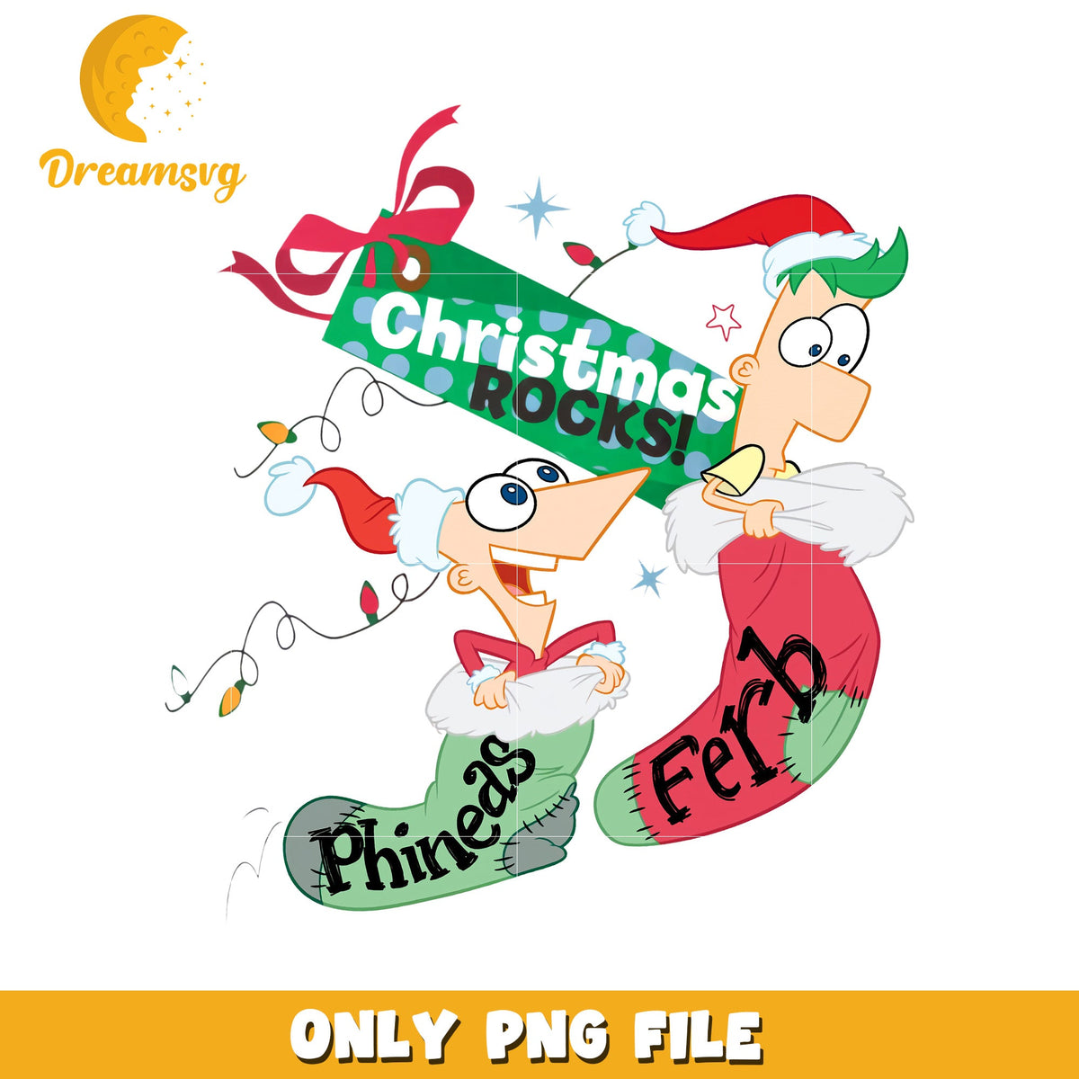 phineas and ferb gift png, disney joy png, christmas vibes png