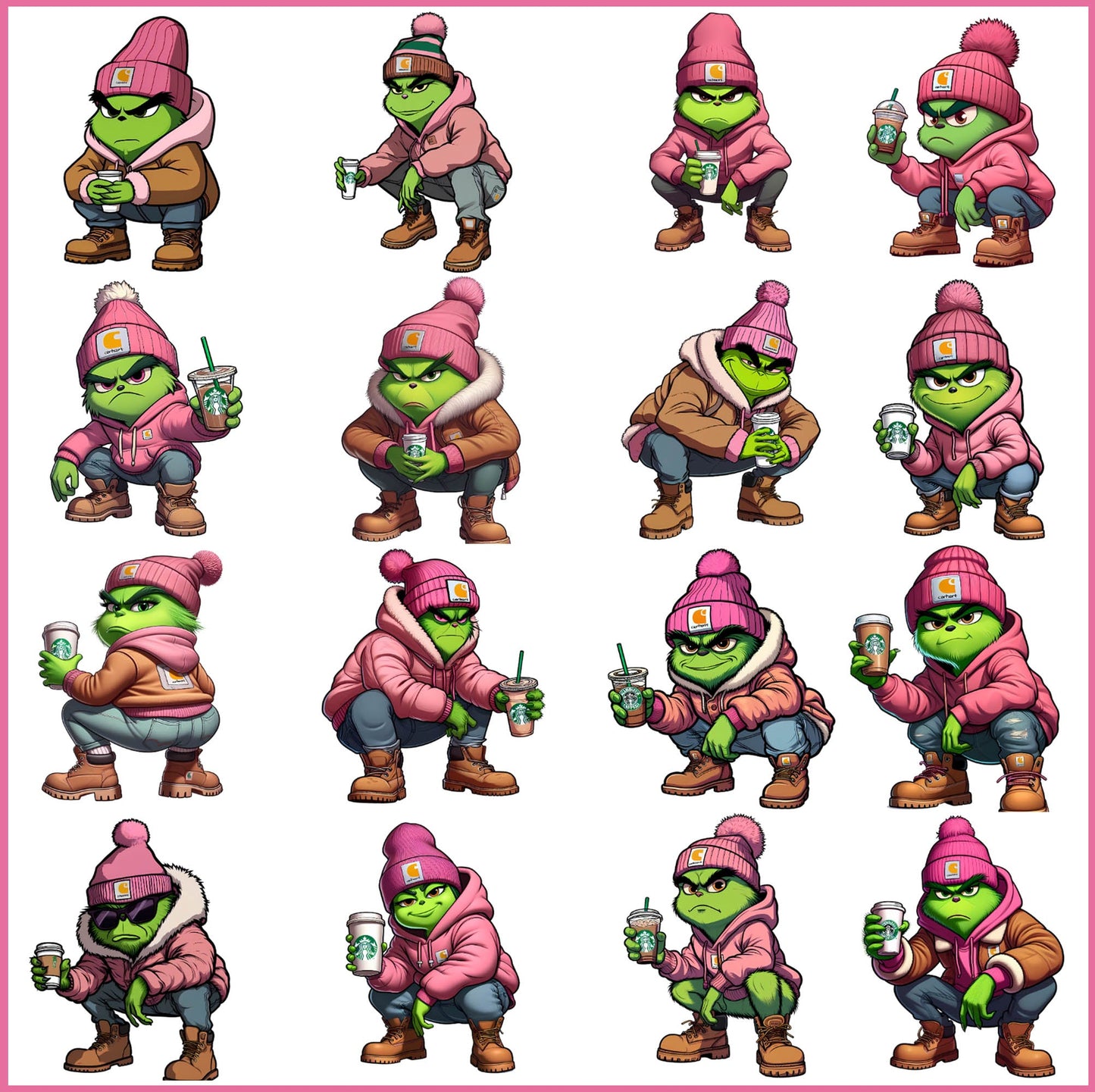 Pink grinch Boujee Png Bundle