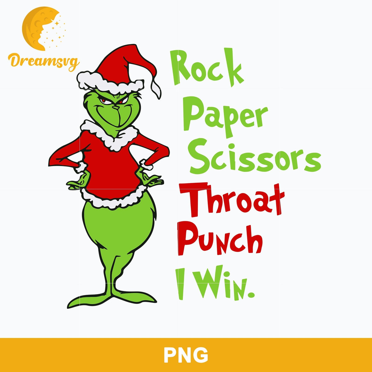 Rock Paper Scissors Throat Punch I Win PNG, Grinch Christmas PNG, Christmas PNG Digital File.