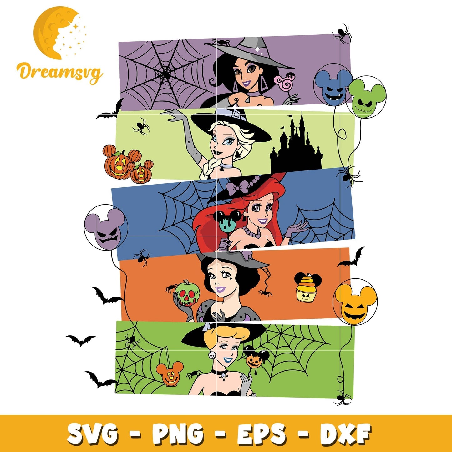 Disney Princess characters halloween svg