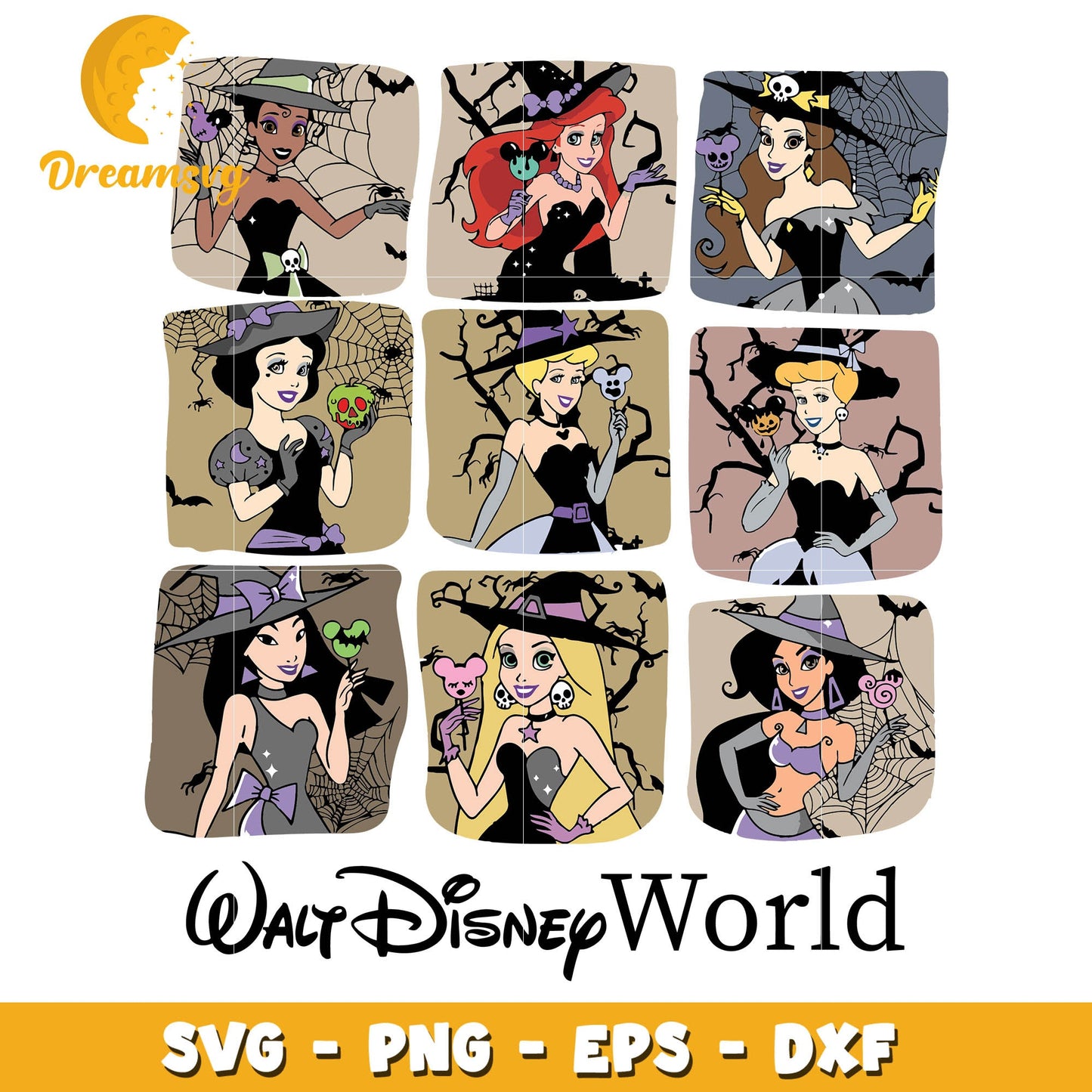 Disney Princess characters svg, halloween svg