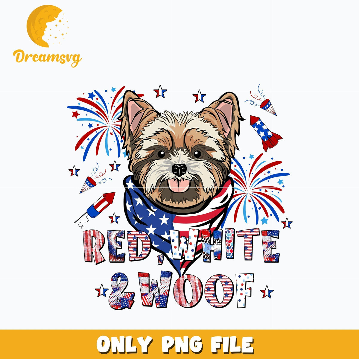 red, white & woof 4th Of July Png