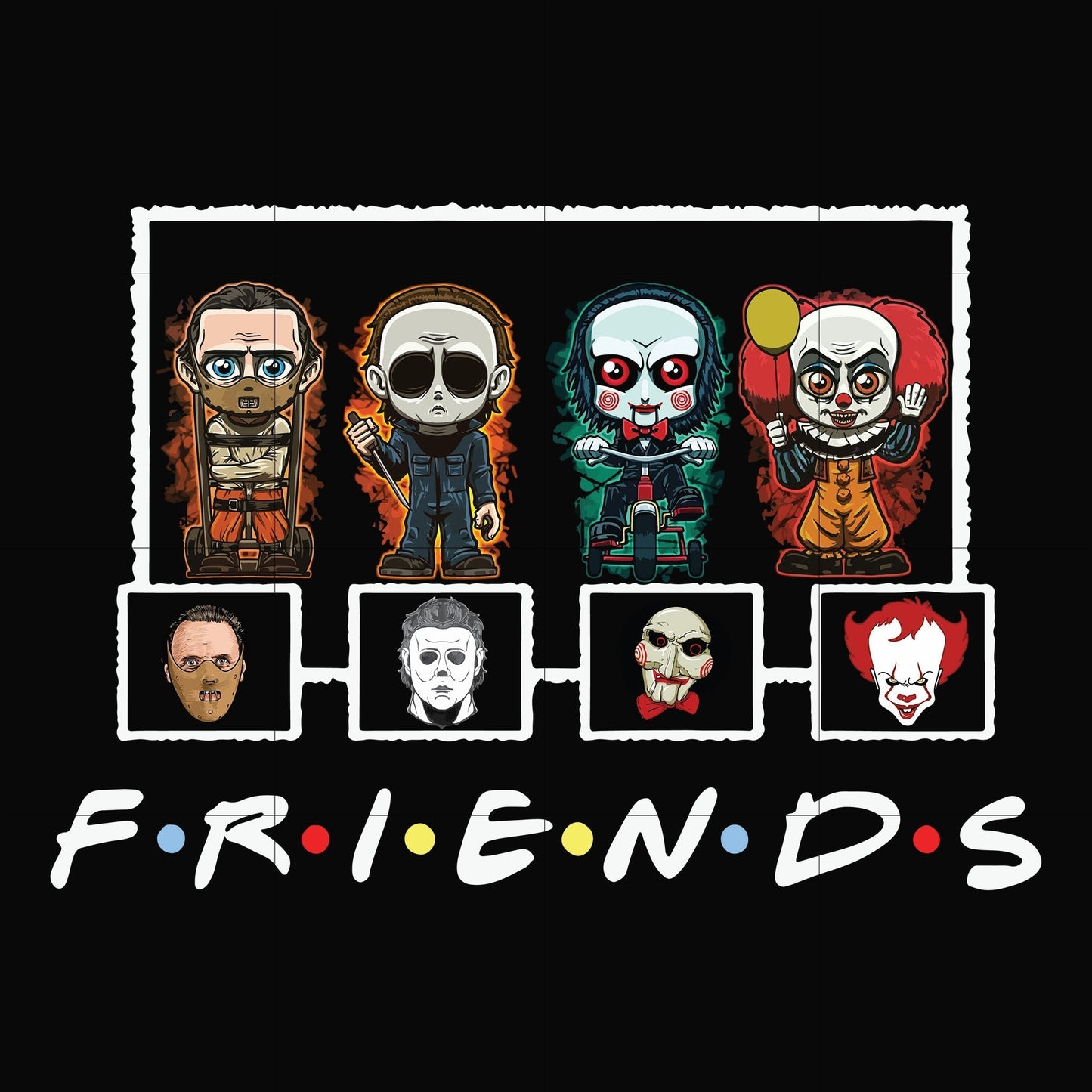 Scary Friends Horror svg, Halloween svg, png, dxf, eps digital file HLW2307203