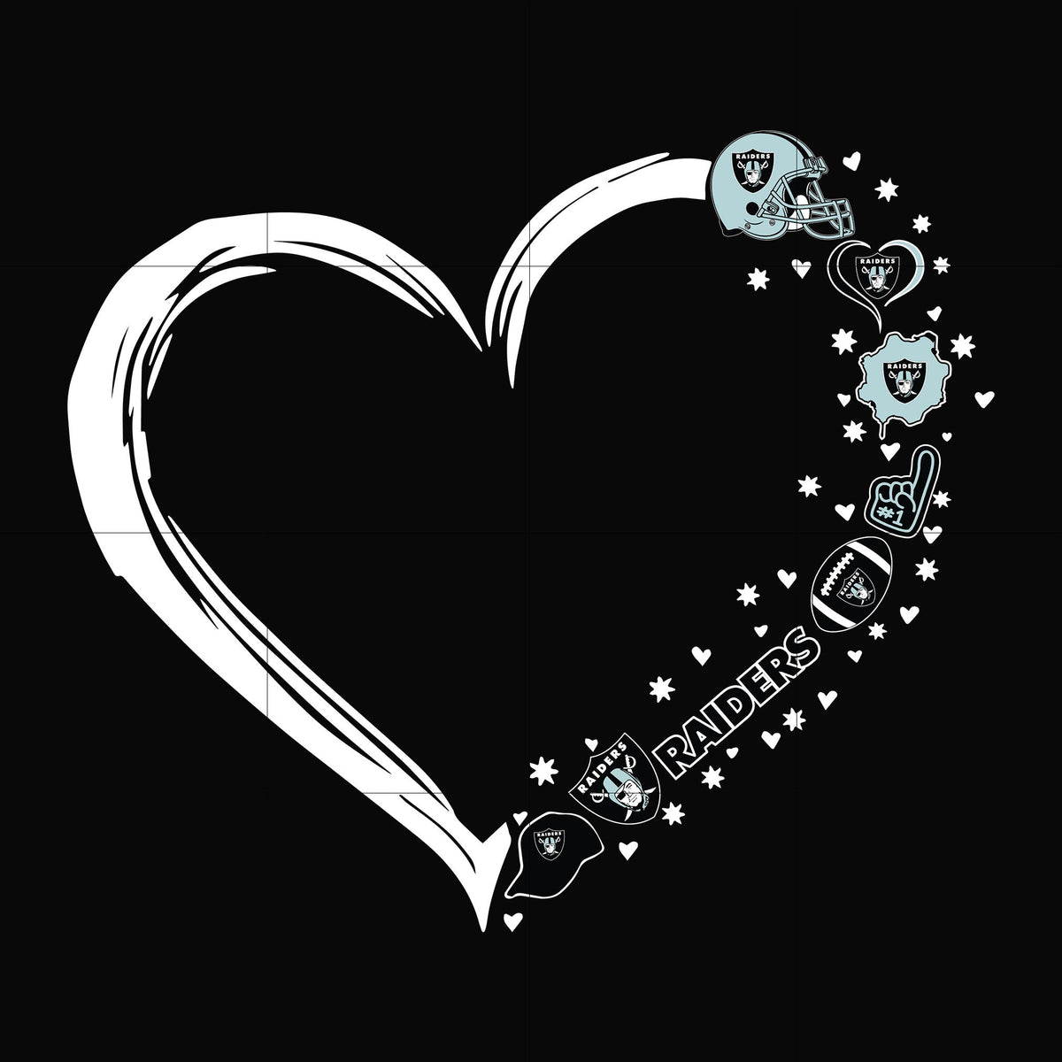 Las Vegas Raiders heart svg, Raiders svg, png, dxf, eps digital file NNFL0108