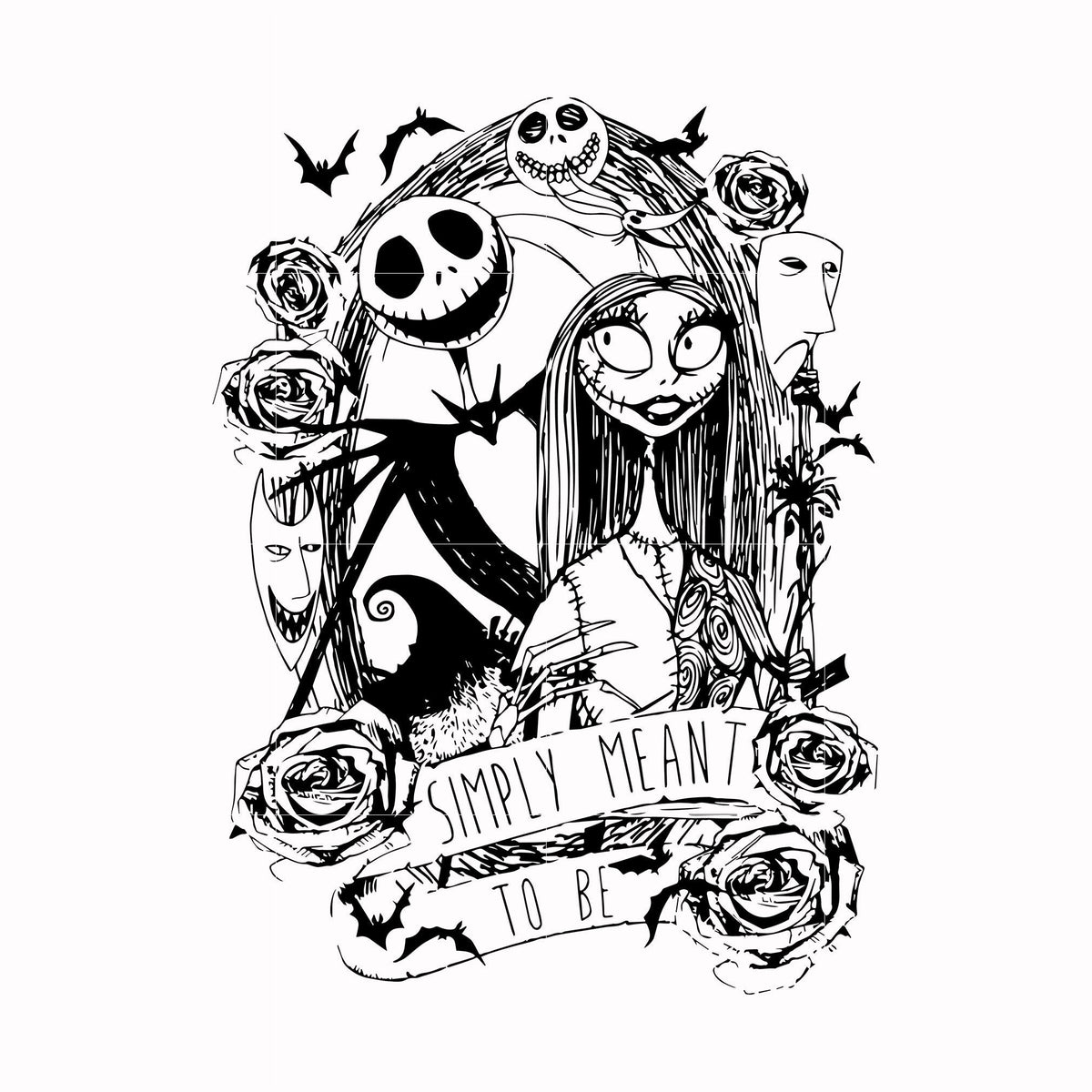 simply meant svg, Jack Skellington And Sally svg, png, dxf, eps digital file NCRM0113