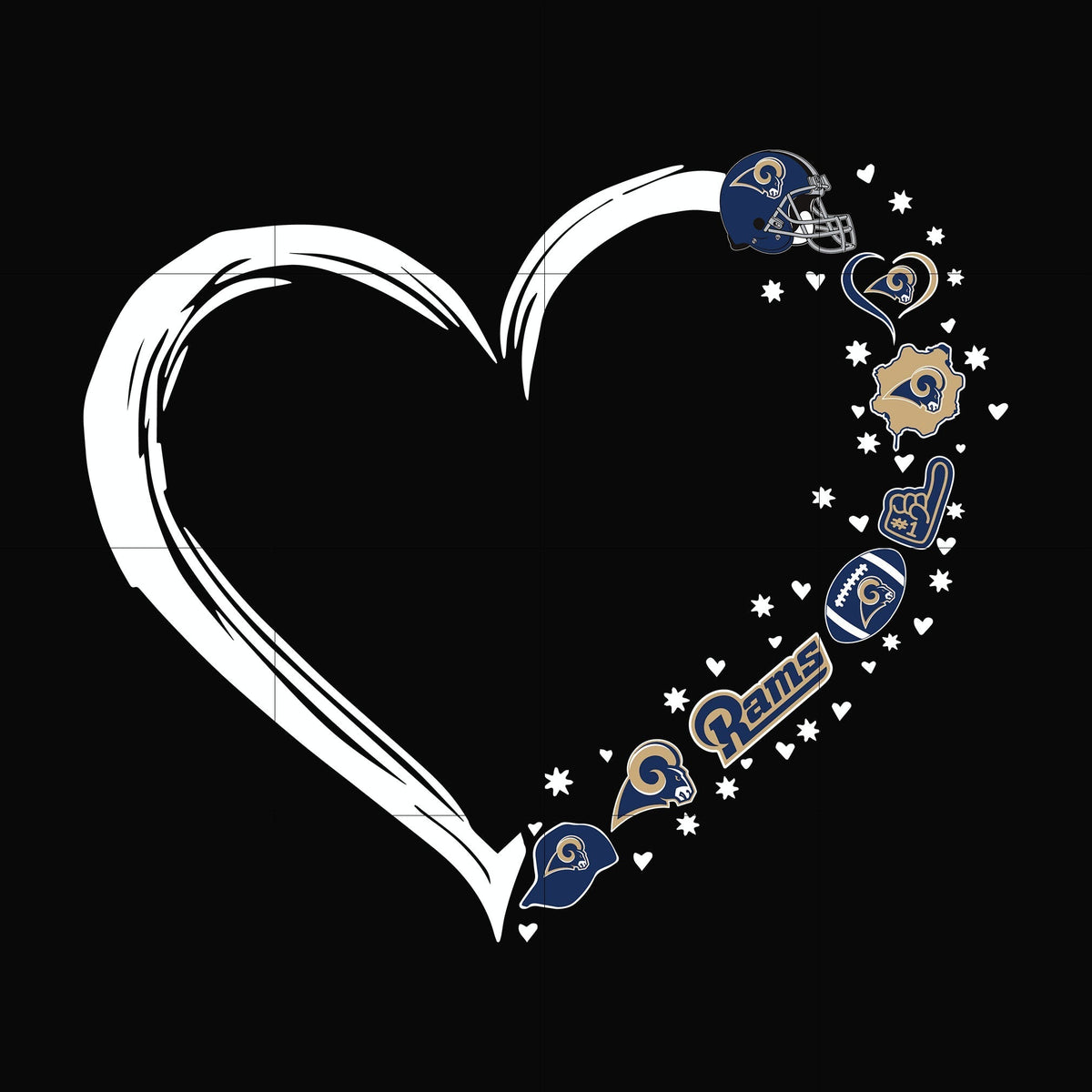 St. Louis Rams heart svg, Rams svg, png, dxf, eps digital file NNFL0110