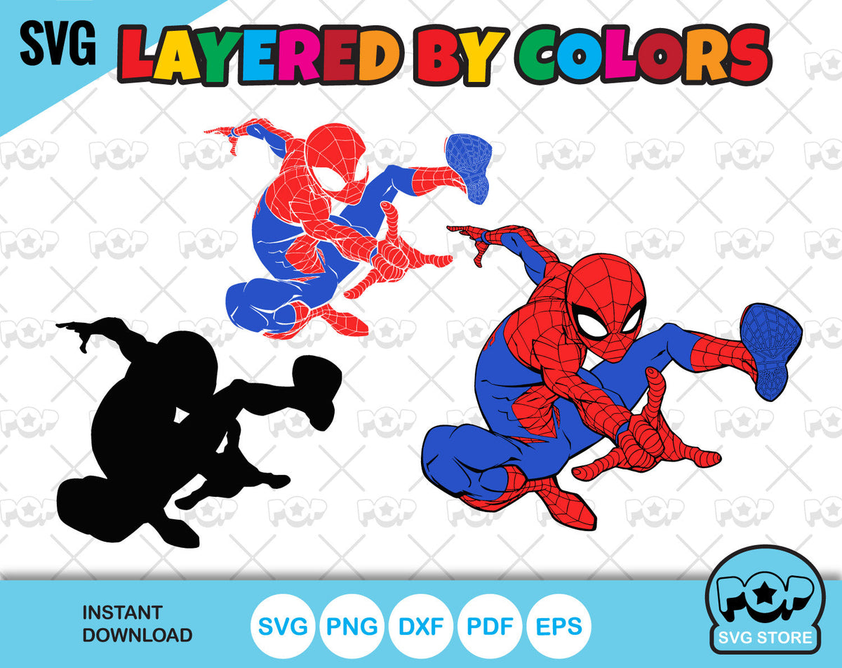 Spider-Man 100 cliparts bundle + alphabet, Spiderman SVG cut files for Cricut / Silhouette, Superhero Spider-man PNG