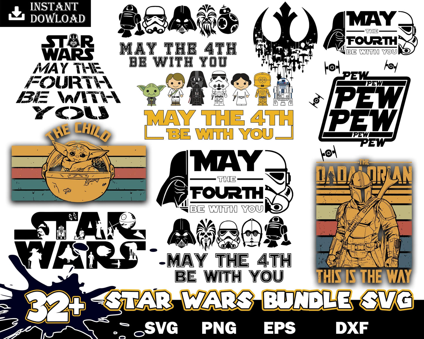 32+ Star Wars Svg, Star Wars Svg, Star Wars Characters svg, Mandalorian svg, Disney svg